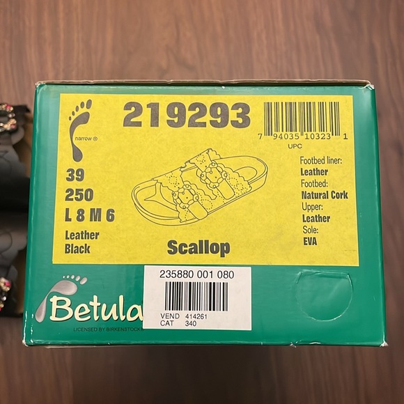 Betula Birkenstock Black Scallop Sz8 EU39 - Picture 6 of 6